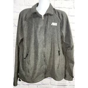 Turfer Gray AUI Embroidered Full Zip Fleece Jacket Large Long Raglan Sleeves